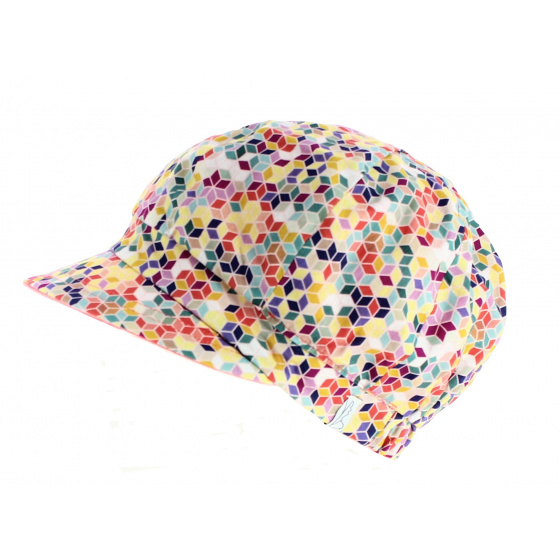 Casquette Gavroche Cubes Réversible Corail Coton - Traclet