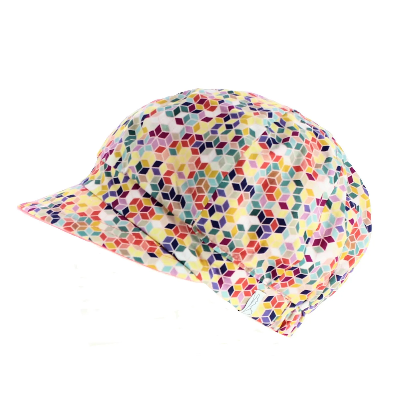 Casquette Gavroche Cubes Réversible Corail Coton - Traclet Reference : 11791 | Chapellerie Traclet