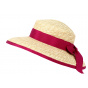 Hepburn Wide Brim Hat Natural Straw Pink Ribbon - Flechet