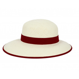 Natural & Red Straw Panama Capeline - Traclet