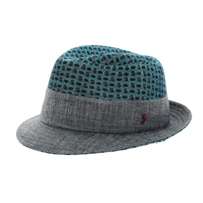 Chapeau Trilby vert et gris
