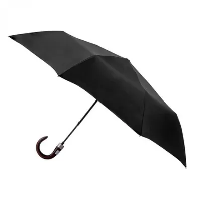 Black Folding Mini Umbrella with curved handle - Piganiol Reference: 1659 | Chapellerie Traclet