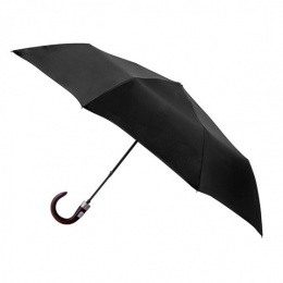 Black Folding Mini Umbrella with curved handle - Piganiol