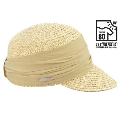 Natural Straw Cap in Linen Color - Seeberger Reference: 2656 | Chapellerie Traclet