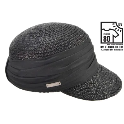 Black Natural Straw Cap - Seeberger Reference: 11889 | Traclet Hat Shop