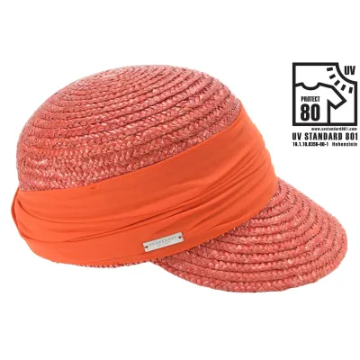 Natural Straw Coral Cap - Seeberger Reference: 9317 | Chapellerie Traclet