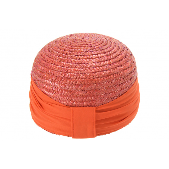 Natural Straw Coral Cap - Seeberger Natural Straw Coral Cap - Seeberger