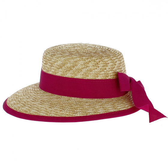 Cézanne Natural Straw Visor Cap Fuchsia - Fléchet