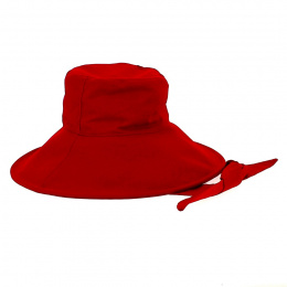 Red Cotton Wide Brim Sun Hat - Fléchet