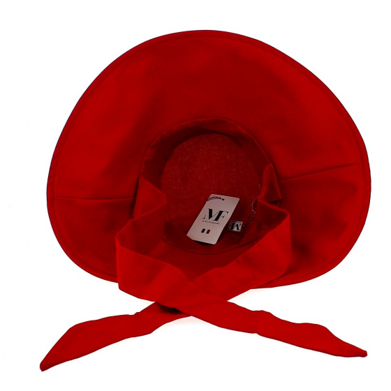 Red Cotton Wide Brim Sun Hat - Fléchet