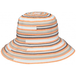 Orange Fabric Nathalie Wide Brim Hat - Traclet