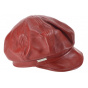 Red Leather Newsboy Cap - Seeberger