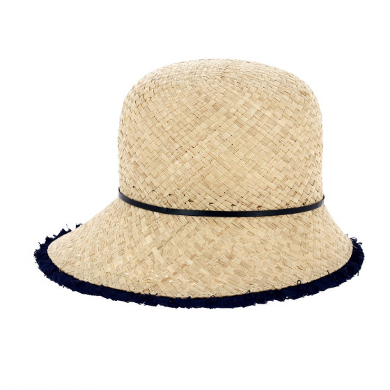 Christina Raffia Straw Cloche Hat - Traclet