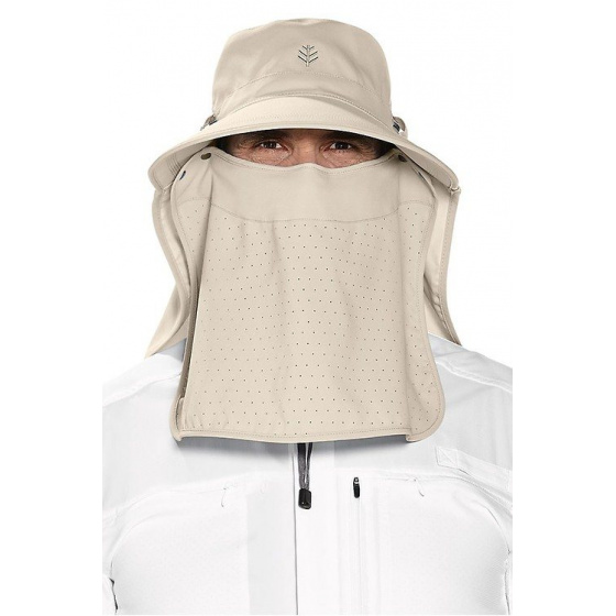 Beige Coolibar neck and face cover cap