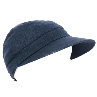 Enuko Large Visor Navy Blue Linen Cap - Traclet Reference: 12003 | Traclet Hat Shop