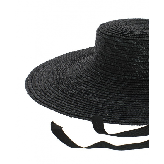 Black Straw Wide-Brimmed Hat - Sainte-Maxime - Traclet