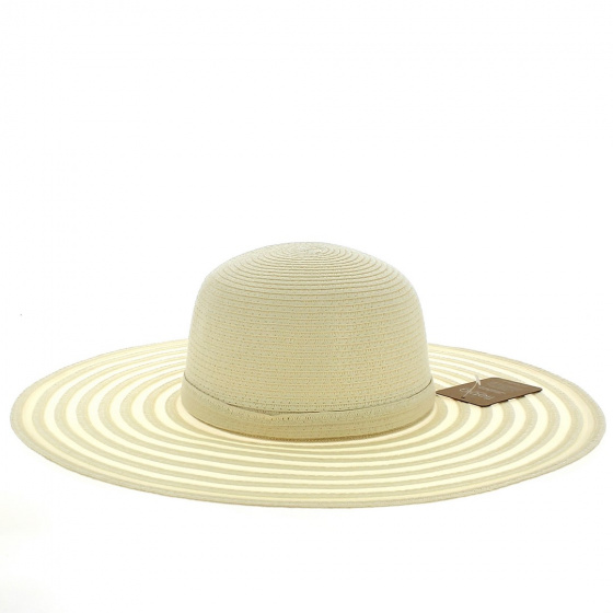 Santia Elegancia Beige Wide-Brimmed Hat - Traclet