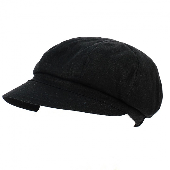 Special Edition Black Linen Newsboy Cap - MTM