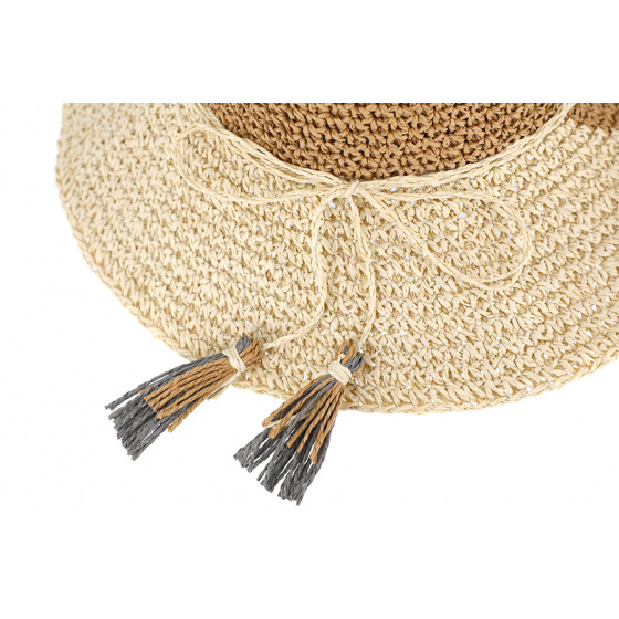 Capeline pliable Valeille Paille Papier Beige & Gris- Traclet