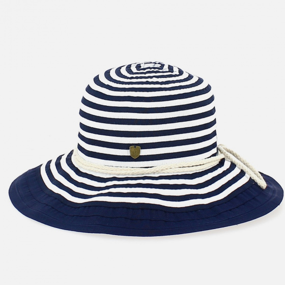 Royal Blue Sailor Stripe Wide-Brimmed Hat - Traclet