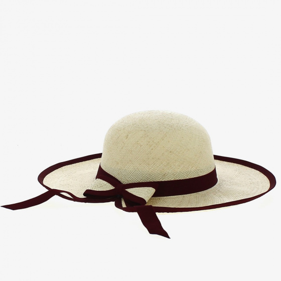 Caroll Panama Bordeaux Wide-Brimmed Hat - Traclet