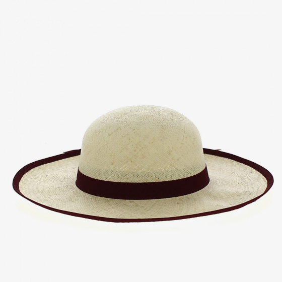 Caroll Panama Bordeaux Wide-Brimmed Hat - Traclet