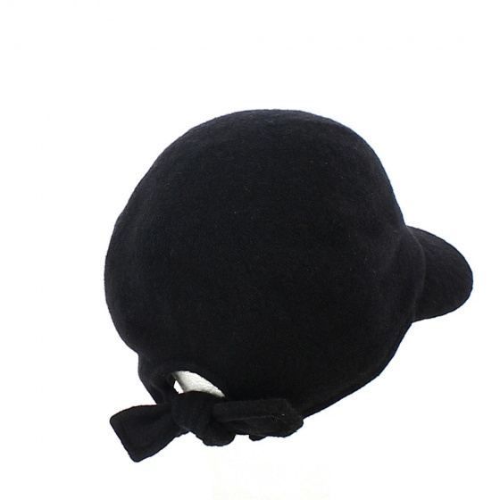 Black Wool Melania Newsboy Cap - Traclet
