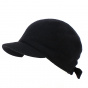 Black Wool Melania Newsboy Cap - Traclet