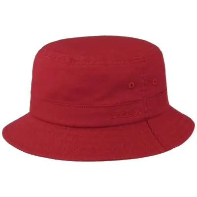 Red Cotton Twill Bucket Hat - Stetson Reference: 12161 | Chapellerie Traclet