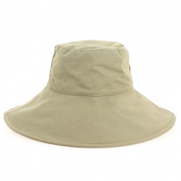 Large Brim Beige Cotton Capeline Hat - Fléchet
