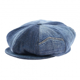 Alfredo Recycled Denim Patchwork Newsboy Cap - Traclet