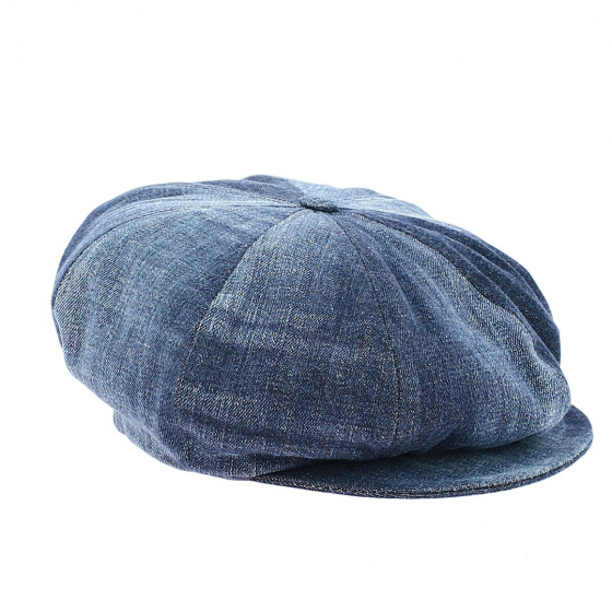 Alfredo Recycled Denim Patchwork Newsboy Cap - Traclet Alfredo Recycled Denim Patchwork Newsboy Cap - Traclet