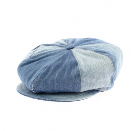 Alfredo Recycled Denim Patchwork Newsboy Cap - Traclet