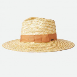 Joanna Wide Brim Traveler Hat Natural Orange Straw - Brixton