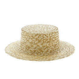 Kids Simple Natural Straw Boater Hat - Traclet
