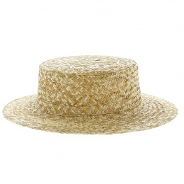 Kids Simple Natural Straw Boater Hat - Traclet