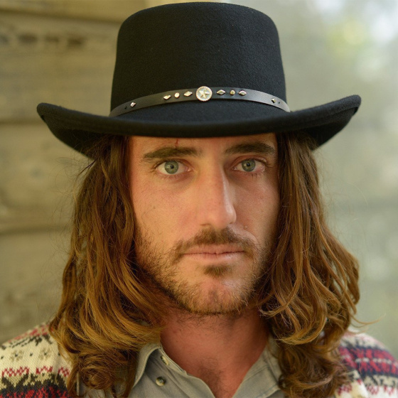 Black Wool Felt Gambler Hat