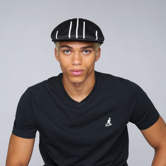 Stripe X-TOP 504 Black Flat Cap - Kangol