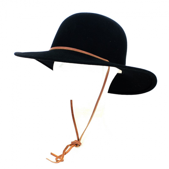 Black Conner Felt Wide Brim Hat - Traclet
