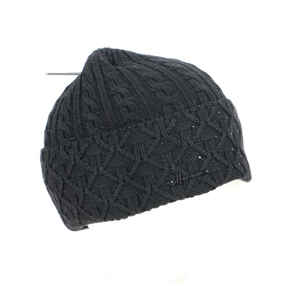 Louise Black Rhinestone Beanie - Herman