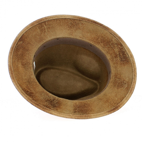 Chapeau Fedora Kalo Imitation Cuir Marron - Traclet