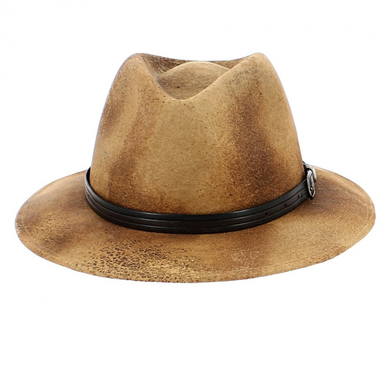 Kalo Faux Leather Brown Fedora Hat - Traclet