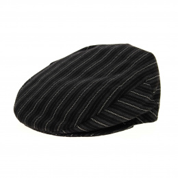 Black striped flat cap 100% cotton