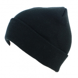 Black Acrylic Wind Cuffed Beanie - Atlantis