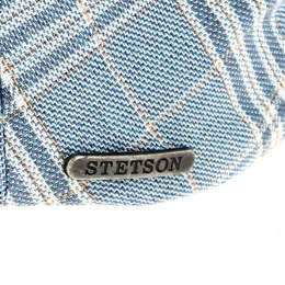 Blue check flat cap