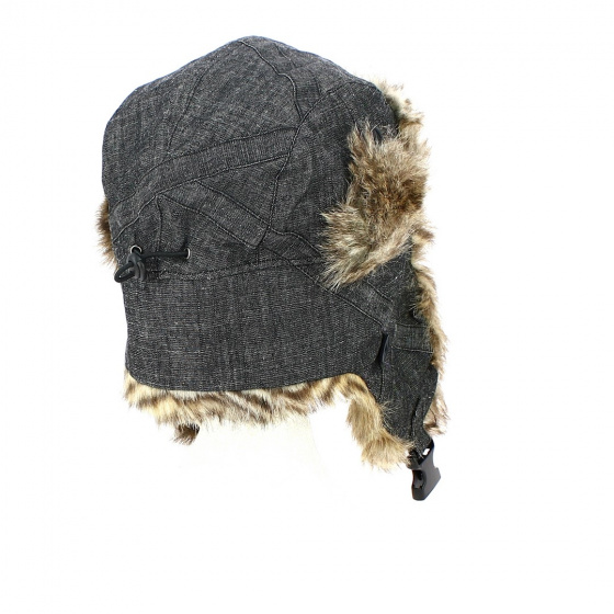 Chapka Fargus Fausse Fourrure Denim Noir - Nobis Chapka Fargus Fausse Fourrure Denim Noir - Nobis