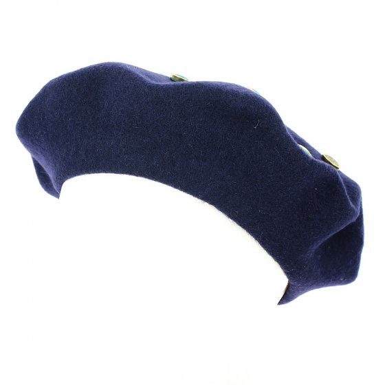 Béret Basque Création Boutons Jaunes & Verts Laine - Traclet