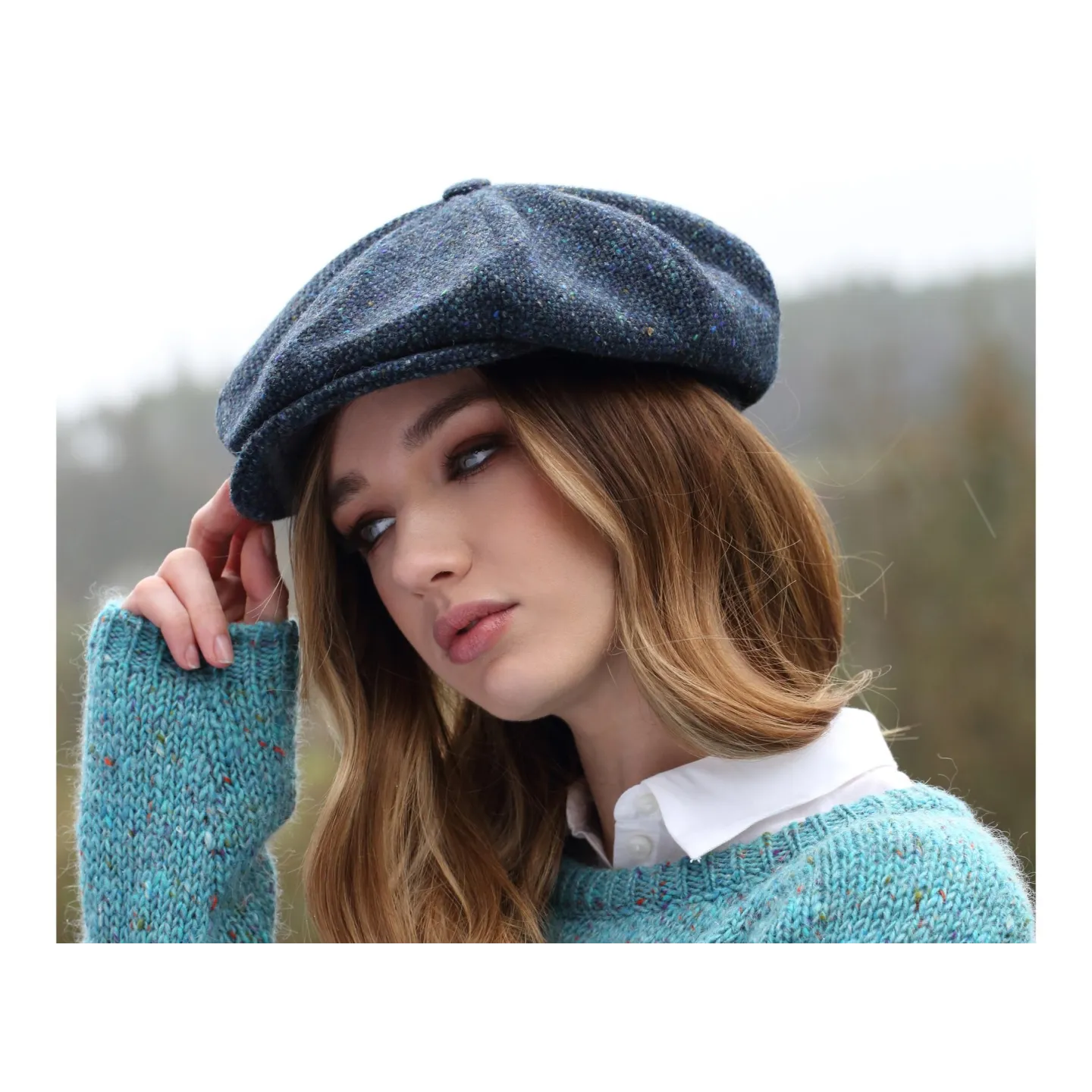Casquette Irlandaise Clonmel Bleu chiné - Hanna Hats Reference : 3074 | Chapellerie Traclet