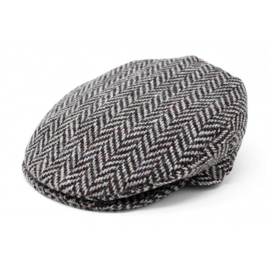 Grey herringbone flat cap - Hanna Hats