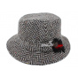 Grey and Black Chevron Wool Bucket Hat - Hanna Hats